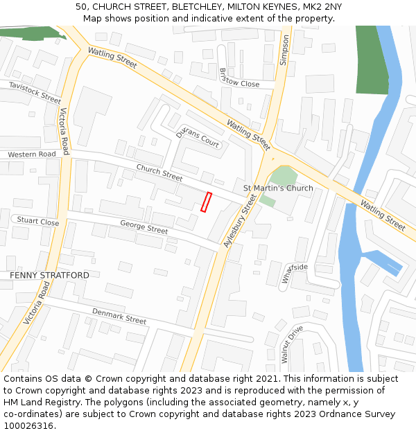 50, CHURCH STREET, BLETCHLEY, MILTON KEYNES, MK2 2NY: Location map and indicative extent of plot