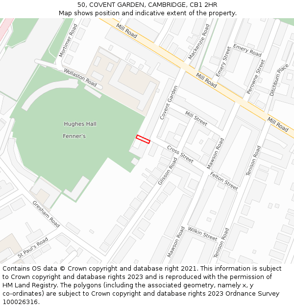 50, COVENT GARDEN, CAMBRIDGE, CB1 2HR: Location map and indicative extent of plot