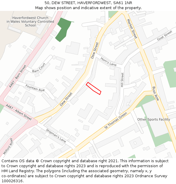50, DEW STREET, HAVERFORDWEST, SA61 1NR: Location map and indicative extent of plot