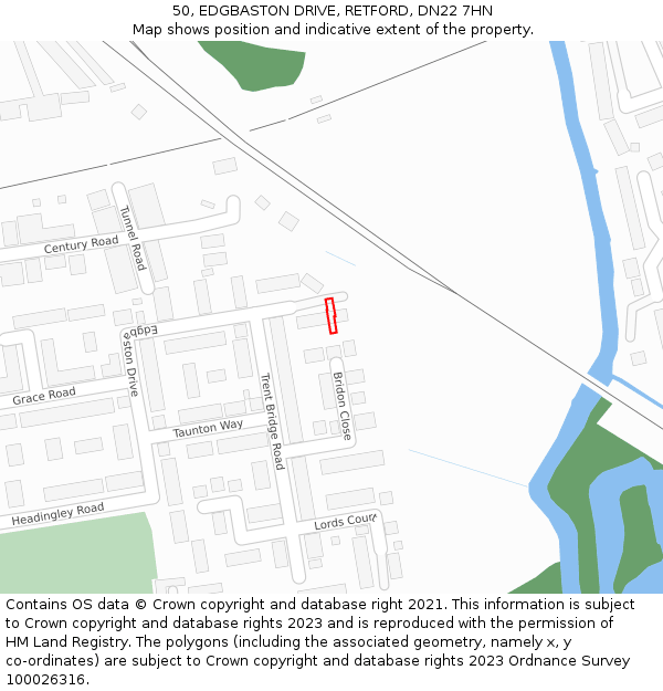 50, EDGBASTON DRIVE, RETFORD, DN22 7HN: Location map and indicative extent of plot