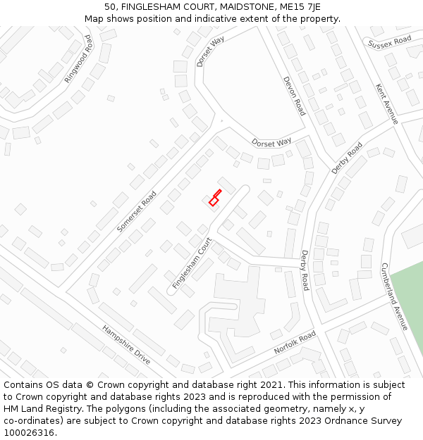 50, FINGLESHAM COURT, MAIDSTONE, ME15 7JE: Location map and indicative extent of plot