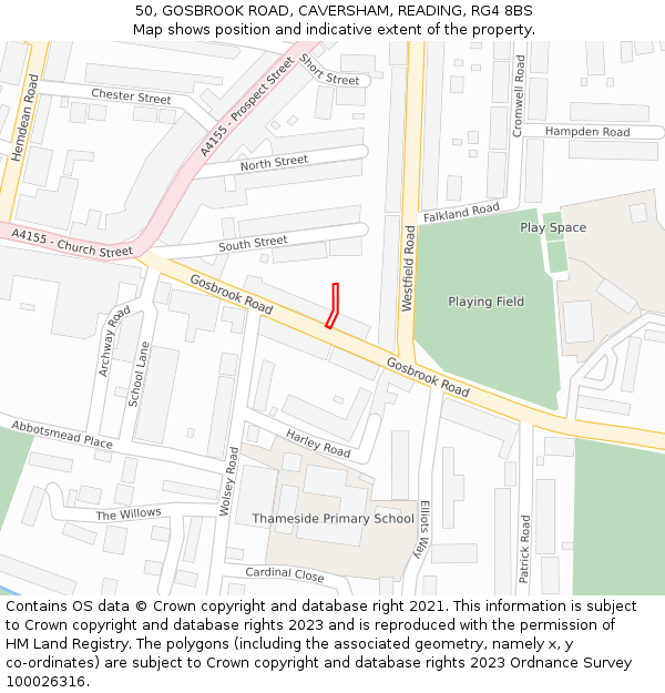 50, GOSBROOK ROAD, CAVERSHAM, READING, RG4 8BS: Location map and indicative extent of plot