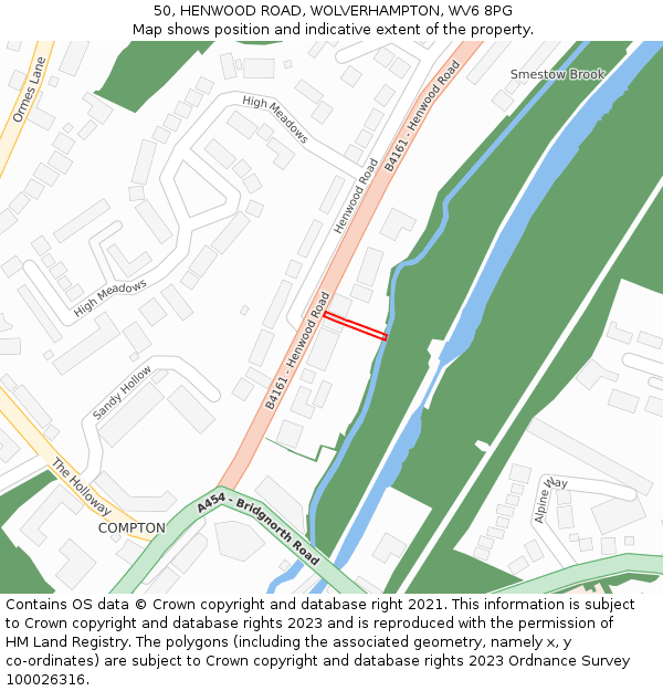 50, HENWOOD ROAD, WOLVERHAMPTON, WV6 8PG: Location map and indicative extent of plot