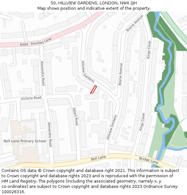 50, HILLVIEW GARDENS, LONDON, NW4 2JH: Location map and indicative extent of plot