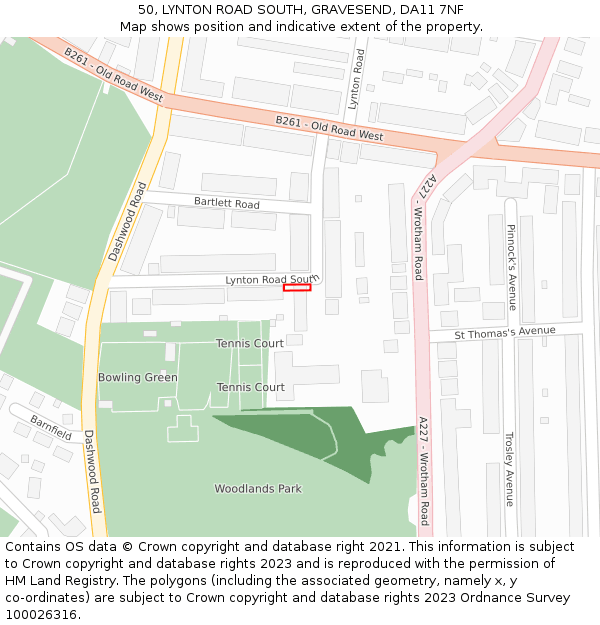 50, LYNTON ROAD SOUTH, GRAVESEND, DA11 7NF: Location map and indicative extent of plot