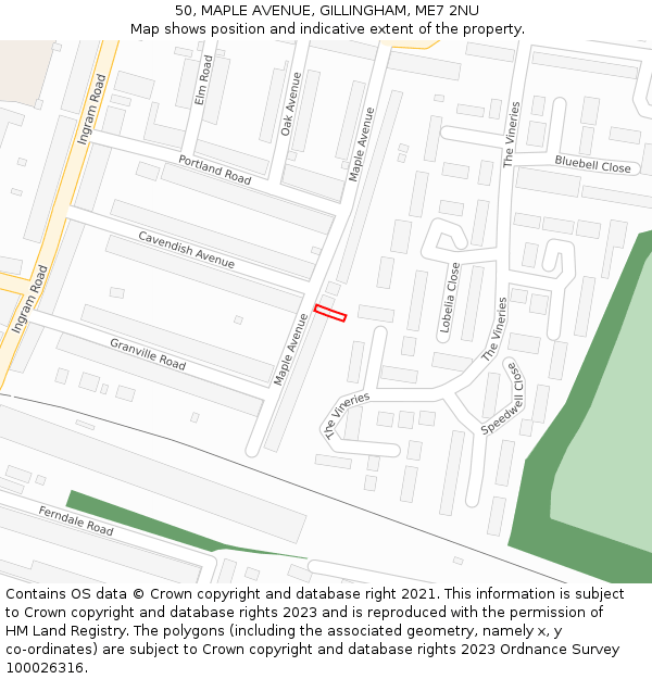 50, MAPLE AVENUE, GILLINGHAM, ME7 2NU: Location map and indicative extent of plot