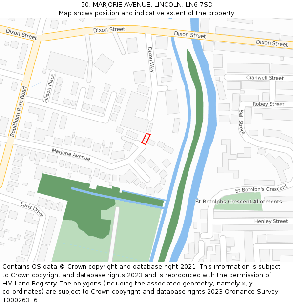 50, MARJORIE AVENUE, LINCOLN, LN6 7SD: Location map and indicative extent of plot