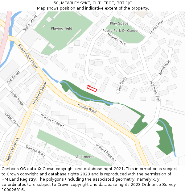 50, MEARLEY SYKE, CLITHEROE, BB7 1JG: Location map and indicative extent of plot
