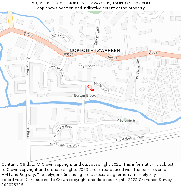 50, MORSE ROAD, NORTON FITZWARREN, TAUNTON, TA2 6BU: Location map and indicative extent of plot