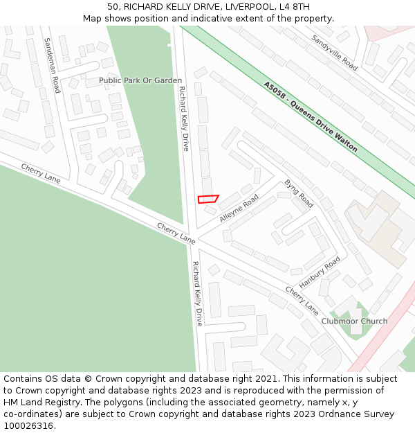 50, RICHARD KELLY DRIVE, LIVERPOOL, L4 8TH: Location map and indicative extent of plot