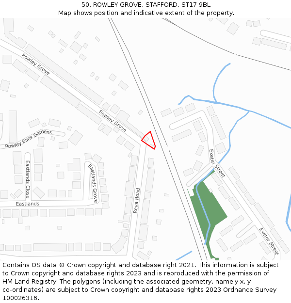 50, ROWLEY GROVE, STAFFORD, ST17 9BL: Location map and indicative extent of plot