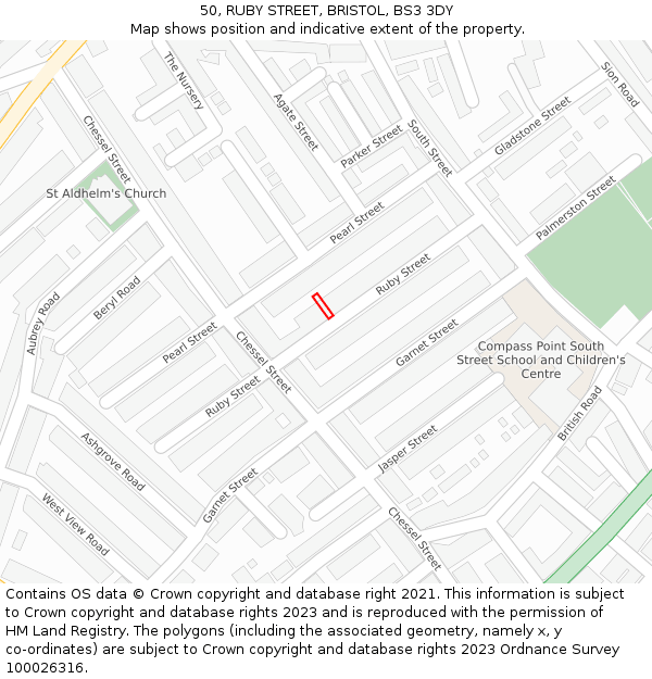 50, RUBY STREET, BRISTOL, BS3 3DY: Location map and indicative extent of plot