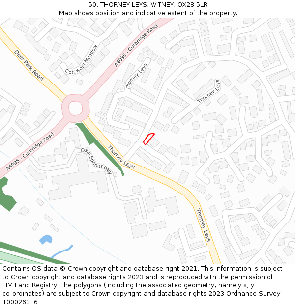 50, THORNEY LEYS, WITNEY, OX28 5LR: Location map and indicative extent of plot