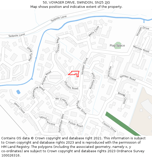 50, VOYAGER DRIVE, SWINDON, SN25 2JG: Location map and indicative extent of plot