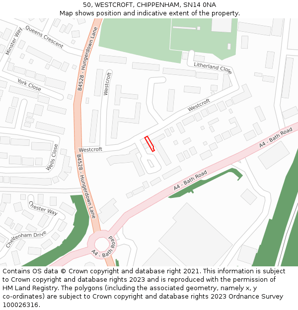 50, WESTCROFT, CHIPPENHAM, SN14 0NA: Location map and indicative extent of plot