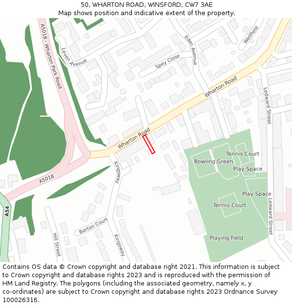 50, WHARTON ROAD, WINSFORD, CW7 3AE: Location map and indicative extent of plot