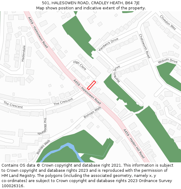 501, HALESOWEN ROAD, CRADLEY HEATH, B64 7JE: Location map and indicative extent of plot