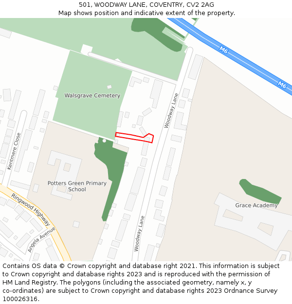 501, WOODWAY LANE, COVENTRY, CV2 2AG: Location map and indicative extent of plot