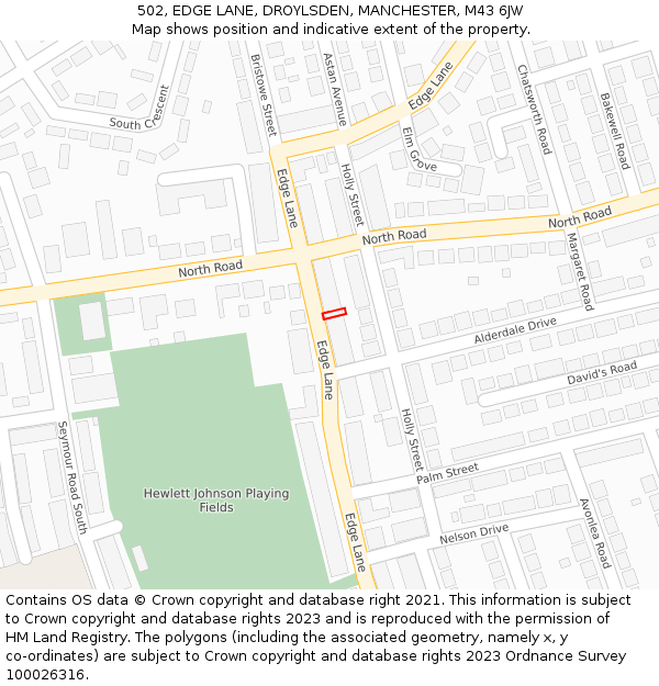 502, EDGE LANE, DROYLSDEN, MANCHESTER, M43 6JW: Location map and indicative extent of plot