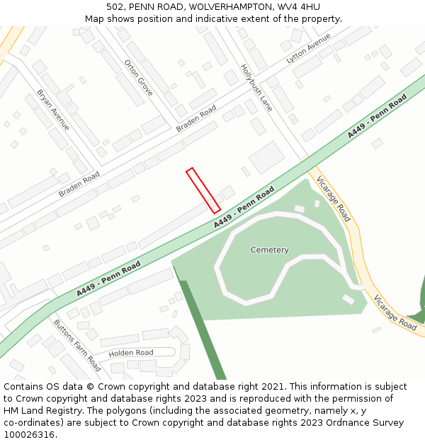 502, PENN ROAD, WOLVERHAMPTON, WV4 4HU: Location map and indicative extent of plot
