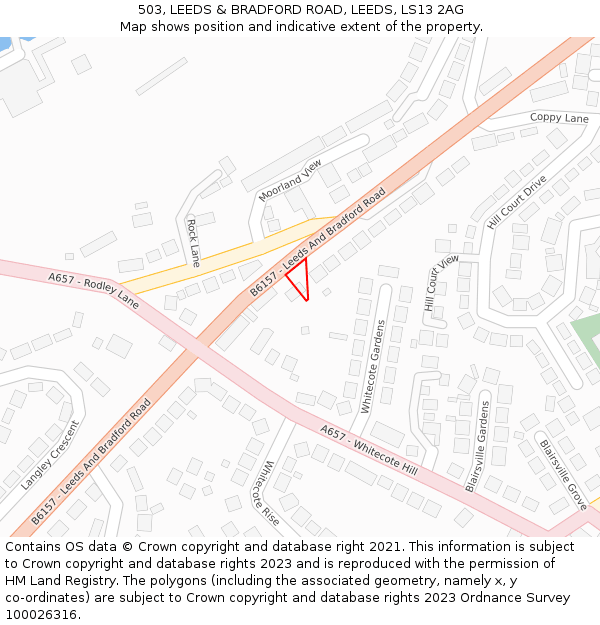 503, LEEDS & BRADFORD ROAD, LEEDS, LS13 2AG: Location map and indicative extent of plot