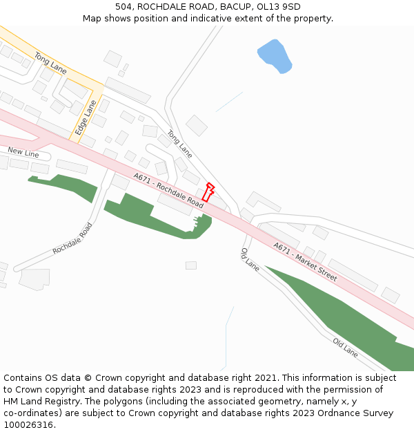 504, ROCHDALE ROAD, BACUP, OL13 9SD: Location map and indicative extent of plot