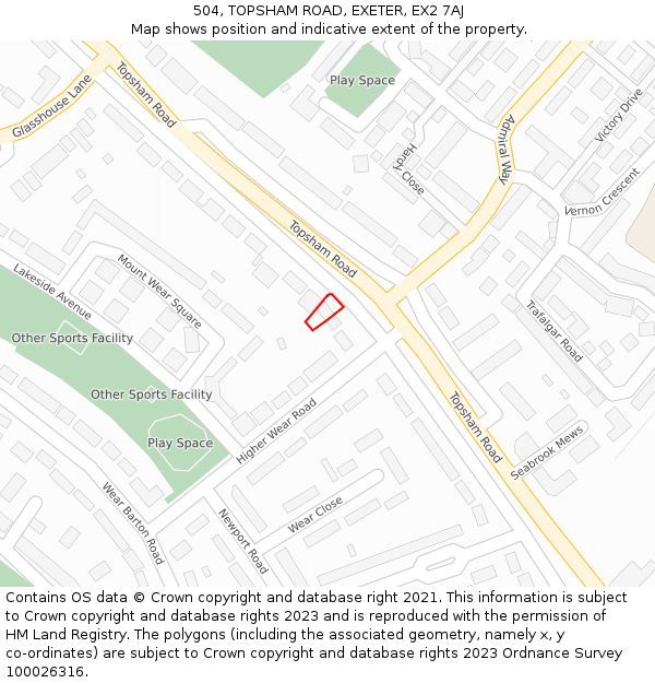 504, TOPSHAM ROAD, EXETER, EX2 7AJ: Location map and indicative extent of plot