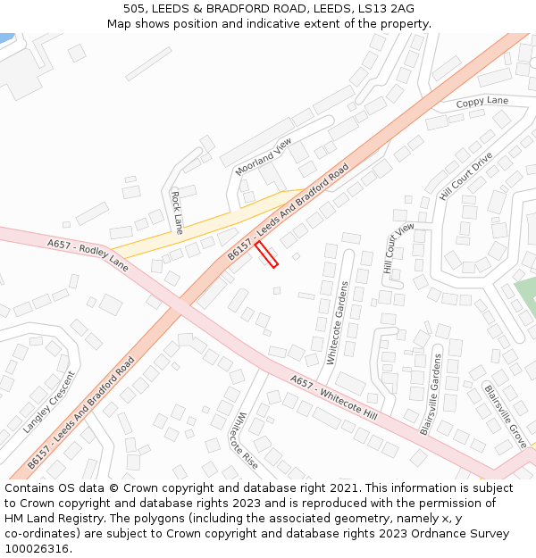 505, LEEDS & BRADFORD ROAD, LEEDS, LS13 2AG: Location map and indicative extent of plot
