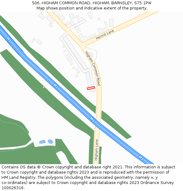 506, HIGHAM COMMON ROAD, HIGHAM, BARNSLEY, S75 1PW: Location map and indicative extent of plot