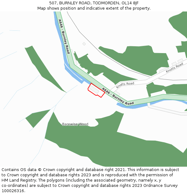 507, BURNLEY ROAD, TODMORDEN, OL14 8JF: Location map and indicative extent of plot
