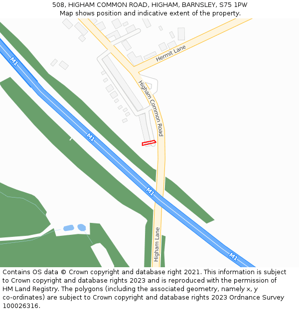 508, HIGHAM COMMON ROAD, HIGHAM, BARNSLEY, S75 1PW: Location map and indicative extent of plot