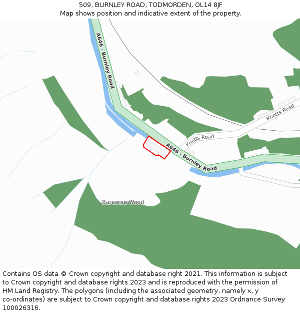 509, BURNLEY ROAD, TODMORDEN, OL14 8JF: Location map and indicative extent of plot