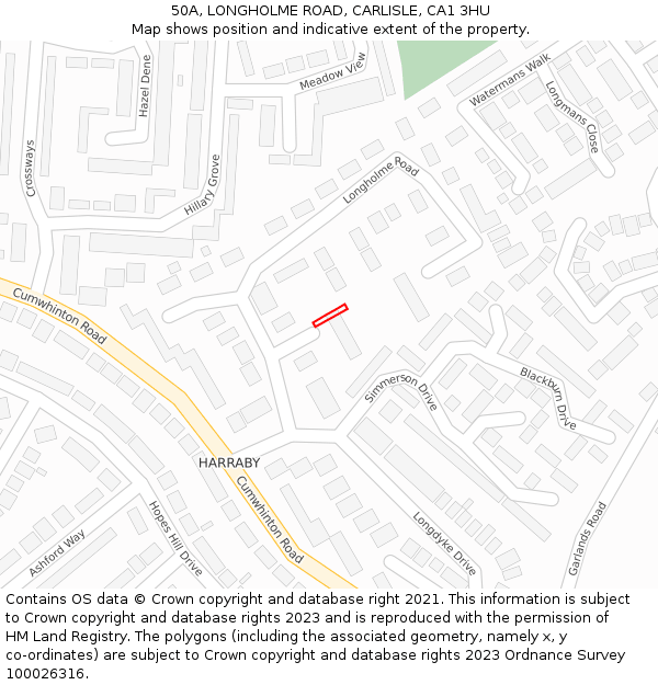 50A, LONGHOLME ROAD, CARLISLE, CA1 3HU: Location map and indicative extent of plot