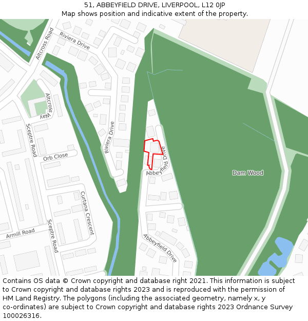51, ABBEYFIELD DRIVE, LIVERPOOL, L12 0JP: Location map and indicative extent of plot