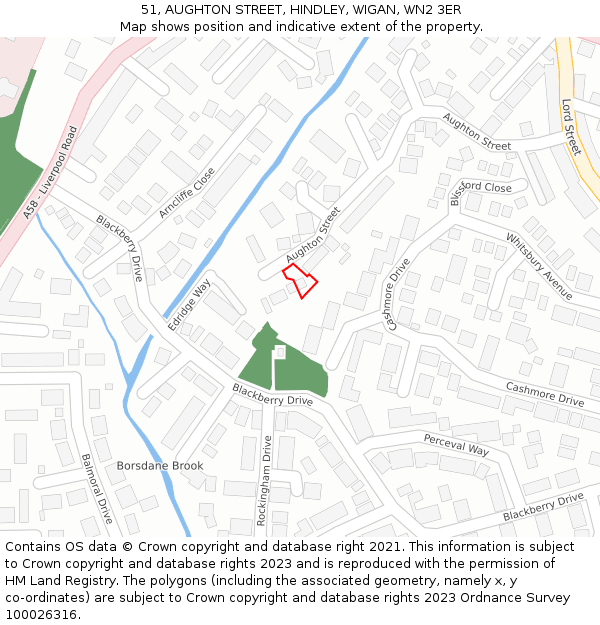 51, AUGHTON STREET, HINDLEY, WIGAN, WN2 3ER: Location map and indicative extent of plot