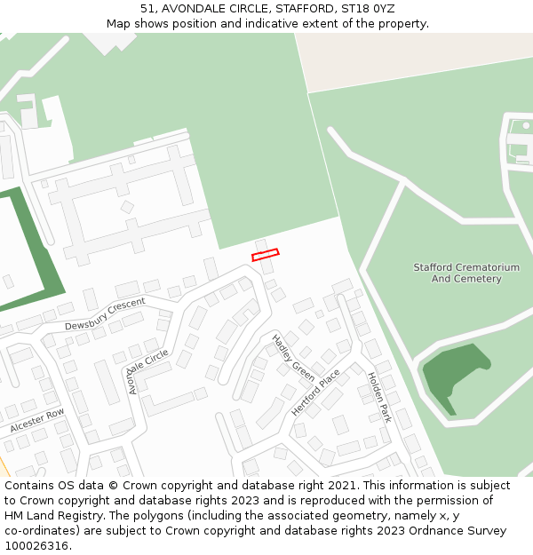 51, AVONDALE CIRCLE, STAFFORD, ST18 0YZ: Location map and indicative extent of plot