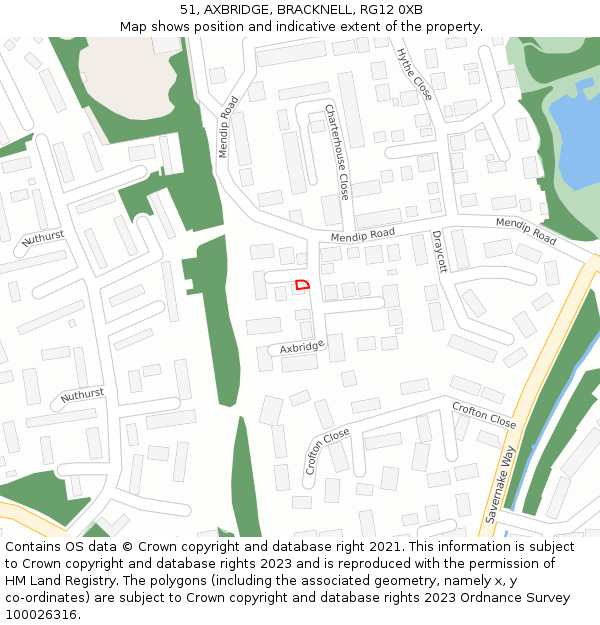 51, AXBRIDGE, BRACKNELL, RG12 0XB: Location map and indicative extent of plot