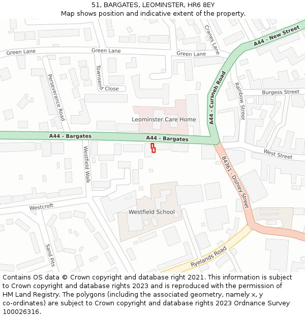 51, BARGATES, LEOMINSTER, HR6 8EY: Location map and indicative extent of plot