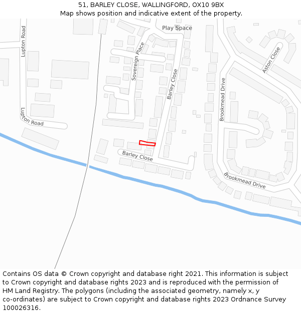51, BARLEY CLOSE, WALLINGFORD, OX10 9BX: Location map and indicative extent of plot