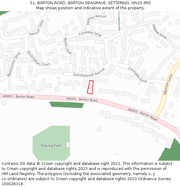 51, BARTON ROAD, BARTON SEAGRAVE, KETTERING, NN15 6RS: Location map and indicative extent of plot