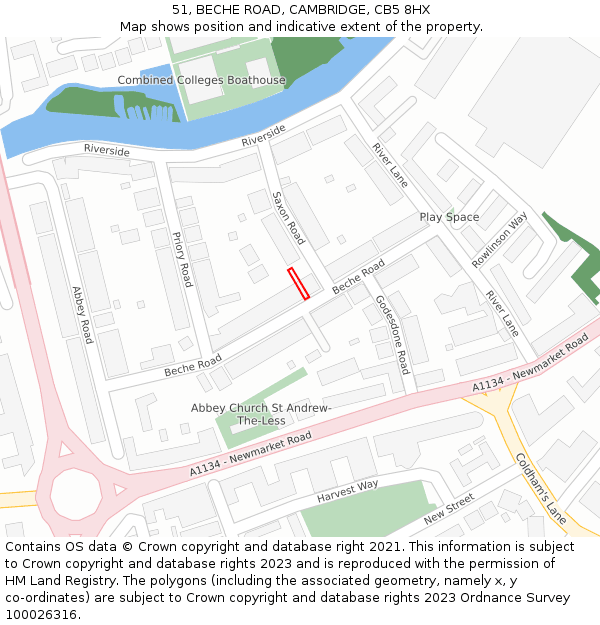 51, BECHE ROAD, CAMBRIDGE, CB5 8HX: Location map and indicative extent of plot