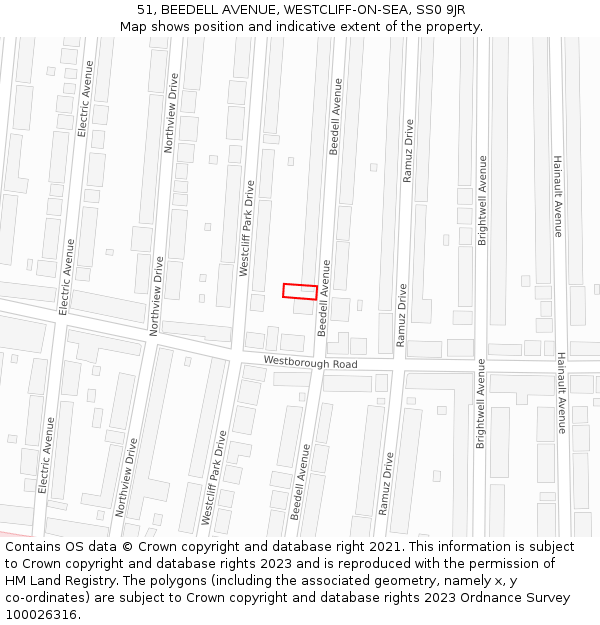 51, BEEDELL AVENUE, WESTCLIFF-ON-SEA, SS0 9JR: Location map and indicative extent of plot