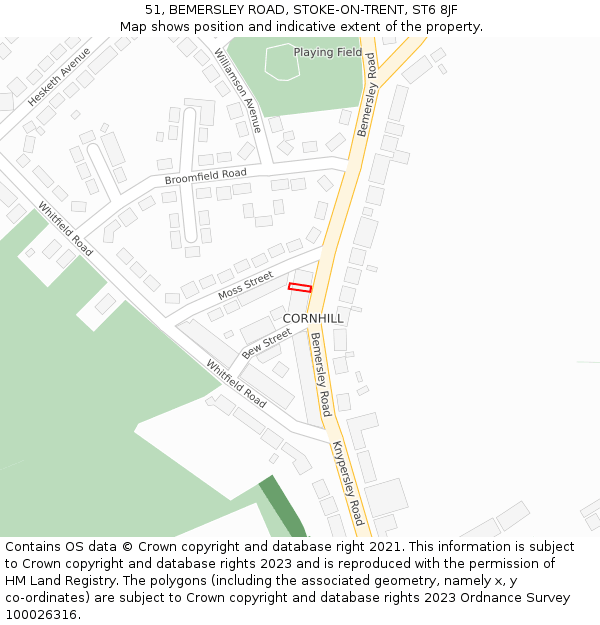 51, BEMERSLEY ROAD, STOKE-ON-TRENT, ST6 8JF: Location map and indicative extent of plot
