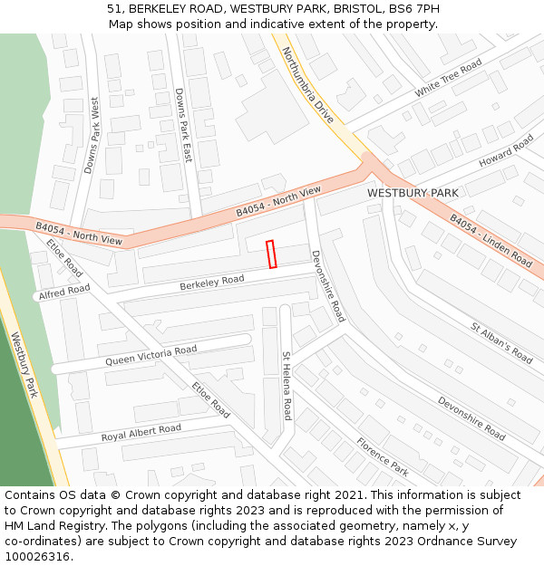 51, BERKELEY ROAD, WESTBURY PARK, BRISTOL, BS6 7PH: Location map and indicative extent of plot