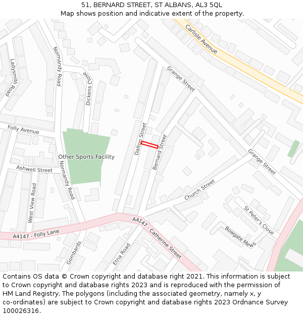 51, BERNARD STREET, ST ALBANS, AL3 5QL: Location map and indicative extent of plot