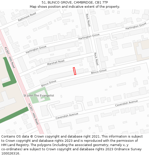 51, BLINCO GROVE, CAMBRIDGE, CB1 7TP: Location map and indicative extent of plot