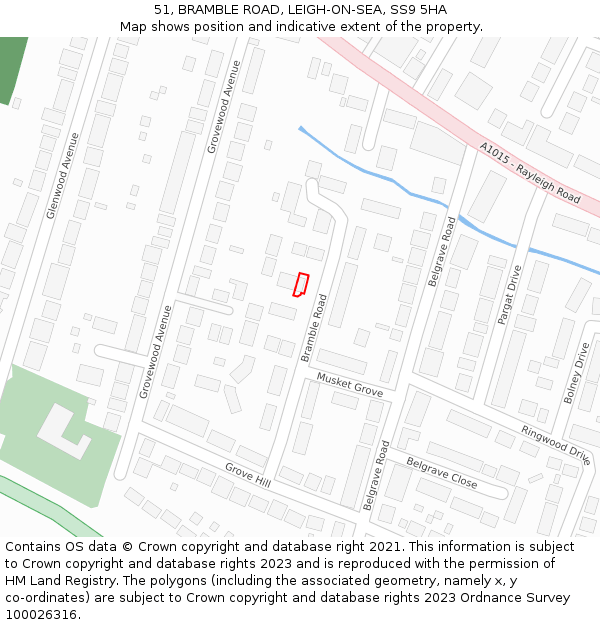 51, BRAMBLE ROAD, LEIGH-ON-SEA, SS9 5HA: Location map and indicative extent of plot
