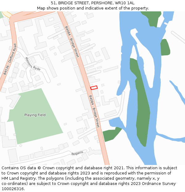 51, BRIDGE STREET, PERSHORE, WR10 1AL: Location map and indicative extent of plot