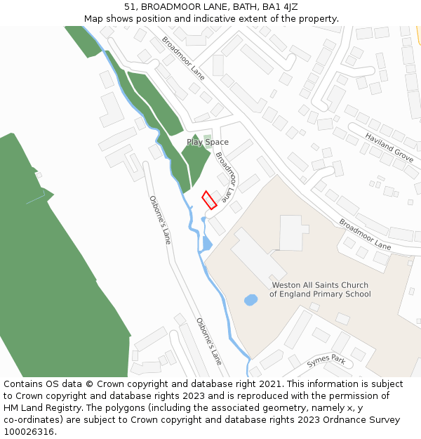 51, BROADMOOR LANE, BATH, BA1 4JZ: Location map and indicative extent of plot