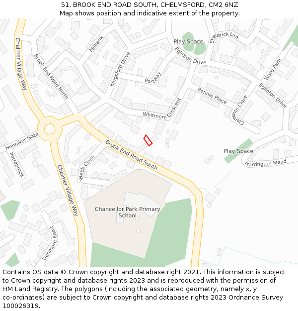 51, BROOK END ROAD SOUTH, CHELMSFORD, CM2 6NZ: Location map and indicative extent of plot